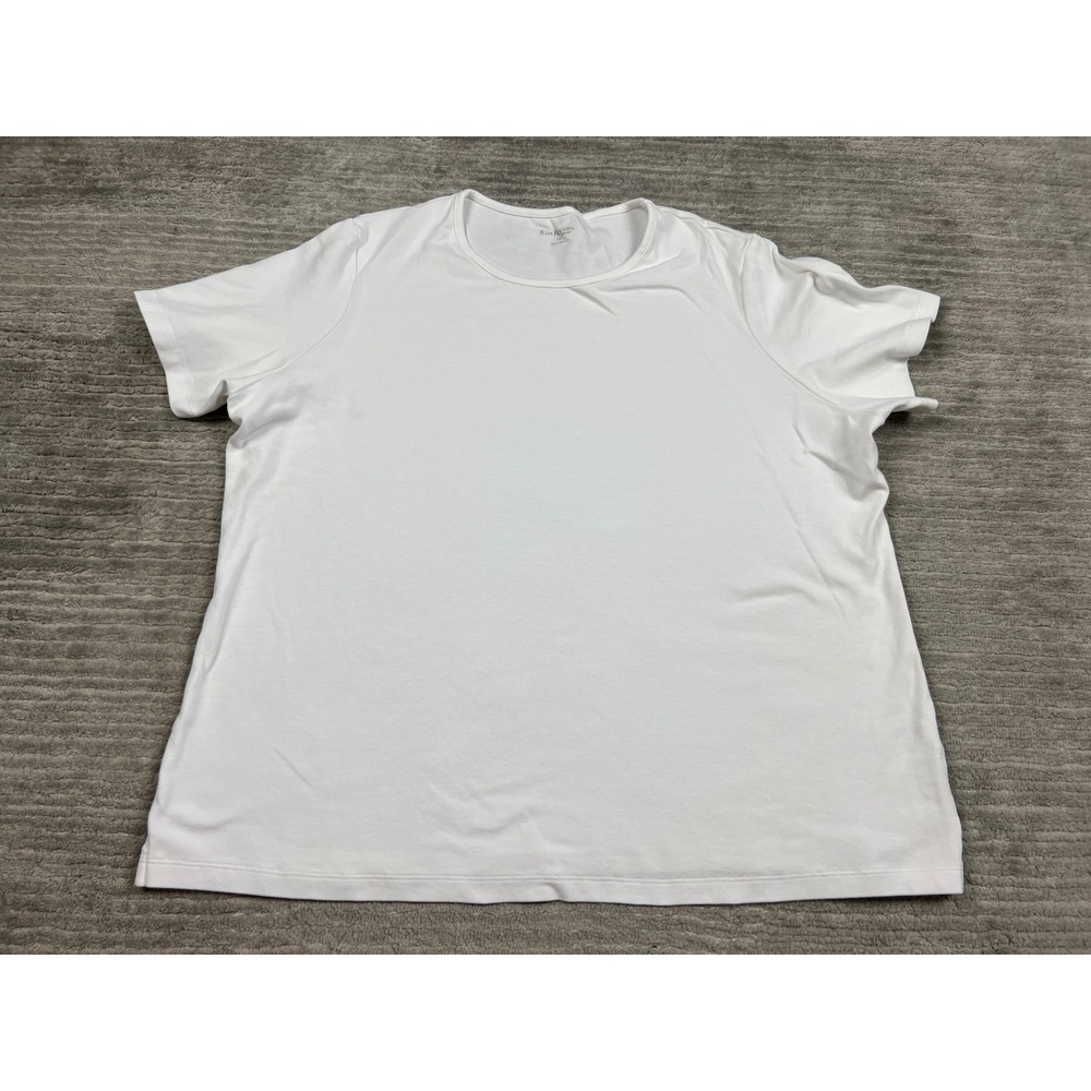 Kim Rogers T-Shirt Womens 1X White Short Sleeve Crew Neck 100% Cotton Basic Tee